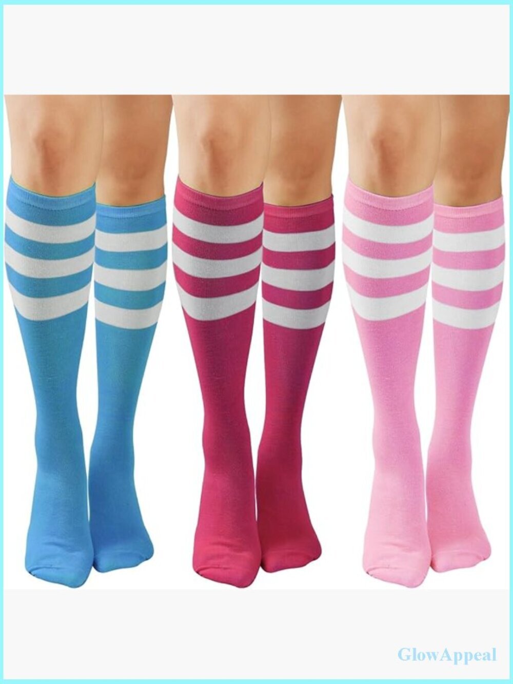 3 Pairs Knee High Socks Cotton Knit Leg Warmers